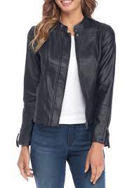 Kaari Blue Faux Leather Jacket Leather Jacket Faux Leather Jackets Jackets