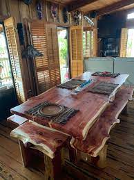 Dining tables by rustic cedar. 10 Table Cedar Table Live Edge Table Cedar Dining Set Etsy In 2021 Cedar Table Wood Table Design Unique Dining Tables