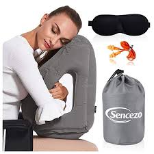 Inflatable Travel Pillow Sleep Aid With Eye Mask Earplugs Carry Pouch Airplane Pillow For Long Ha Neck Pillow Travel Travel Pillow Airplane Travel Pillow