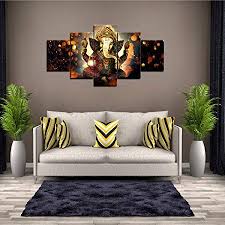 Canvas Painting Wall Art Home Decor For Living Room Ganesha Pictures Wooden Elephant Home Decor Ideas Life E Living Room Decor Elephant Home Decor Home Decor