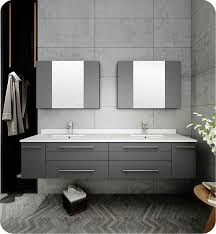 72 Gray Wall Hung Double Undermount