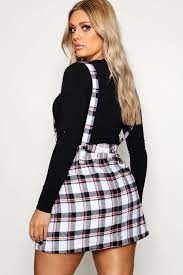 Plus Checked Pinafore Dress Boohoo Plus Size Shirt Dress Pinafore Dress Bodycon Fashion