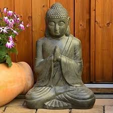 Intrendu Bouddha Statuette Chinois 50cm Decoration Zen Pour Interieur Exterieur Jardin Zen Feng Shui Statue Bouddha Jardin Zen Decoration Zen