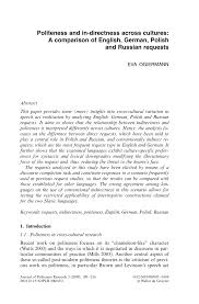 Pdf Politeness And In Directness Across Cultures A Comparison Of English German Polish And Russian Requests