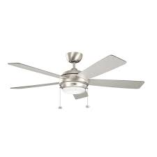 Kichler 300173ni Brushed Nickel Starkk 52 5 Blade Ceiling Fan With Blades And Light Kit Ceiling Fan Ceiling Fan With Light Brushed Nickel Ceiling Fan