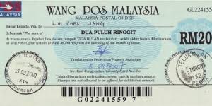View a list of postal codes in malaysia. Perak 2000 20 Ringgit Postal Order Banknote From Malaysia Banknotebank Com