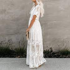 Romantique vibes dans cette robe plissée! Robe Longue Blanche Dentelle Soiree Blanche