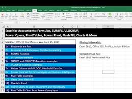 Excel For Accountants Pivottables Power Query If Sumifs Vlookup Flash Fill Charts Cwu Seminar
