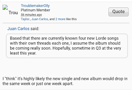 Check spelling or type a new query. The Person That Leaked Solar Power And Mood Ring Says The Album Is Directly Dropping Or Dropping Just 1 Week After The Singles Lorde