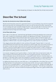 Paper On Describing The School Environment Essay Example Every environmental problem is related to our human lifestyle and unconsciousness and its high time to include syllabus about environmental protection in our school.