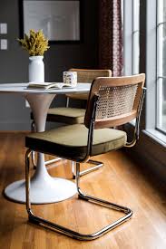 Mid Century Modern Dining Chairs Set Of 2 Velvet Rattan Olive Edloe Finch Furniture Co