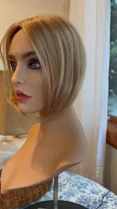 Amorette Light Density 100% Human Hair Topper Warm Soft Stawberry Medium Blonde Color Blend Silk Top Parting Topper No Bangs Side Bang