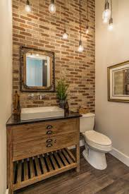 Modern Rustic Bathroom Styles Showing Amazing Viewpoint Of Brick Wall Decoration Image 35 Shairoom Com In 2020 Brick Bathroom Bathroom Styling Faux Brick Walls