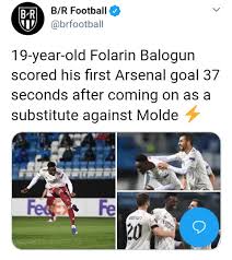 And playing for arsenal in the england premier league (1). Folarin Balogun Scores His First Arsenal Goal 37 Seconds After Coming As A Sub Sports Nigeria