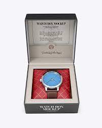 Download Opened Watch Box Mockup Front View In Box Mockups On Yellow Images Object Mockups