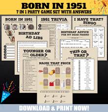 We're about to find out if you know all about greek gods, green eggs and ham, and zach galifianakis. 1951 Birthday Party Games 70th Party Trivia Games Born In Etsy In 2021 Birthday Party Games 70th Birthday Parties Birthday Games