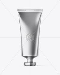 Metallic Cosmetic Tube With Octagonal Cap Mockup Front View In Tube Mockups On Yellow Images Object Mockups