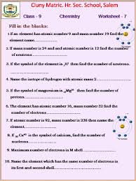 After reading this section you will be able to do the following the number of protons in the nucleus of an atom determines an element's atomic number. Class 9 Chemistry Ws 7 Worksheet