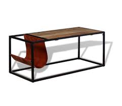 Windsor magazine rack coffee lamp tables ercol furniture. Vidaxl Coffee Table With Genuine Leather Magazine Holder Vidaxl Com