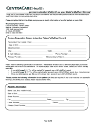 Fillable Online Mychart Sign Up And Proxy Form Fax Email