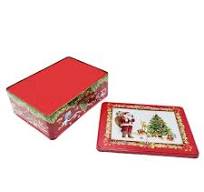Factory Custom Rectangle Tin Packaging Large Size Biscuit Tin Empty Cookies  Tin Box for Christmas