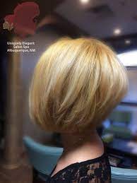 Bleached Blonde And Short Stacked Bob Haircut By Candyce Stacked Bob Haircut Short Stacked Bob Haircut Hair Styles