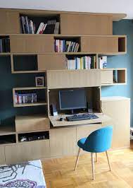Offrir à leurs deux enfants des espaces de création ludiques et discrets qui pourront les accompagner dans leur croissance et. Creation D Une Bibliotheque Avec Bureau Integre Moderne Bureau A Domicile Paris Par Garance Touch Houzz
