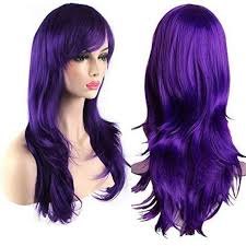 Purple Wig For Mermaid Cheshire Cat Or Unicorn Costume Halloween Costume For Adults Cosplay Wigs For White Women Long Wavy Hair Dark Purple Hair Color Dark Purple Hair Hair Color Purple