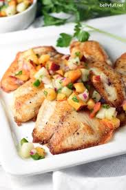 pan seared tilapia with peach and