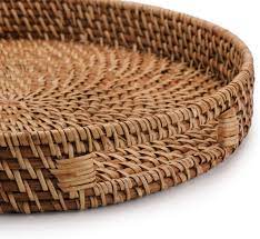 This sophisticated coffee table echoes the peace and calm of a seaside escape. Buy Round Rattan Woven Serving Tray With Handles Ottoman Tray For Breakfast Drinks Snack For Coffee Table Home Decorative 11x1 6 Honey Brown Online In Vietnam B07msk1ck7