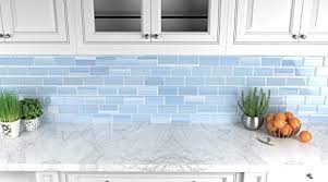 The glass backsplash trend is one that started in europe but has been steadily gaining exposure and popularity in contemporary designs here in the us. Big Blue Glass Tile Perfect For Kitchen Backsplashes And Showers Sample Pricepulse