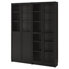 Black Billy Bookcase With Glass Doors Billy Oxberg Bookcase With Panel Glass Doors Black Brown Glass 63x11 3 4x79 1 2 Ikea Billy Bookcase Glass Bookcase Glass Cabinet Doors