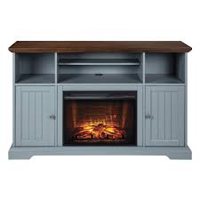 Integrating an electric fireplace entertainment center into your home gives you versatility and style at its finest. Pleasant Hearth Hensley 56 Teal Infrared Electric Fireplace Entertainment Center At Menards