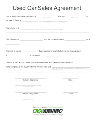 23 Printable Used Car Sales Agreement Forms And Templates Fillable Samples In Pdf Word To Download Pdffiller