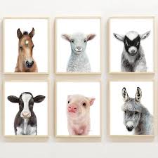 6 Baby Farm Animal Prints Mix Match Watercolor Nursery Wall Decor Foal Lamb Print Goat Calf In 2020 Farm Animal Nursery Animal Nursery Theme Baby Farm Animals