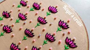 All of her patterns come with video instructions so you can follow along with her step by step! Hand Embroidery 2019 All Over Lotus Flower Hand Embroidery Design Tutorial Keya S Craze Youtube