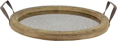 Check spelling or type a new query. Amazon Com Stonebriar Round Brown Wood Serving Tray With Metal Handles And Distressed Mirror Rustic Butler Serving Tray Vintage Centerpiece Or Candle Holder Small Home Kitchen