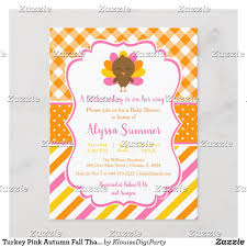Turkey Pink Autumn Fall Thanksgiving Baby Shower Invitation Postcard Zazzle Com Thanksgiving Baby Shower Thanksgiving Baby Shower Invitation Baby Shower Invitations