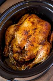 Slow Cooker Rotisserie Chicken With Just A Few Spices And In The Slow Cooker With Crispy Slow Cooker Roast Chicken Slow Cooker Recipes Chicken Crockpot Recipes