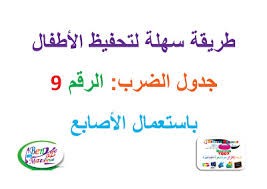 طريقة الحساب بالأصابع لجدول الضرب خاص بالرقم 9