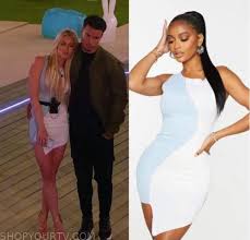 Love island's brett staniland has an identical twin and we're shook. Love Island Season 7 Episode 16 Chloe S Blue White Mini Dress Shop Your Tv