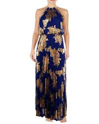 Gold Floral Pleated Halter Maxi Dress Maxi Dress Dresses Halter Maxi Dresses