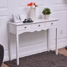 Costway Console Table Hall Table Side Table Desk Accent Table 3 Drawers Entryway White Walmart Com White Console Table Glass Console Table Hall Table