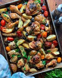 Susie Rosser On Instagram One Love One Pan Chicken Roasted With Olive Oil Red Potatoes Grape Tomatoes Oil Cured Olives A Little Oregano And Parsley With