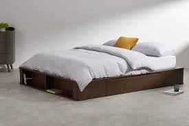 Try beds & bed frames. Kano King Size Platform Bed With Drawer Storage Walnut Stain Pine Made Com