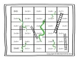 Multiplication X2 Snakes And Ladders Board Game Multiplication Facts Multiplication Snakes And Ladders