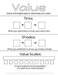 Elements Of Art 4 Value Poster And Worksheet Coloring Page Value In Art Elements Of Art Color Theory Art
