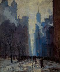 Dusk On Lower Broadway Jonas Lie Ca 1910 Oil On Canvas 37 1 2 X 31 1 2 Cornell Fine Arts Museum R American Impressionism Museum Of Fine Arts City Art