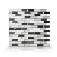 Black And White Peel And Stick Backsplash Tile Instant Mosaic Peel And Stick Pure White 12 In X 12 In X 6 Mm Glass Mosaic Wall Tile Ekb 04 103 Smart Tiles Decorative Wall Tiles Mosaic Wall Tiles