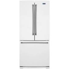 maytag 30 in w 19 7 cu ft french door refrigerator in white with stainless steel handles mff2055drh the home depot steel handle french door refrigerator french doors